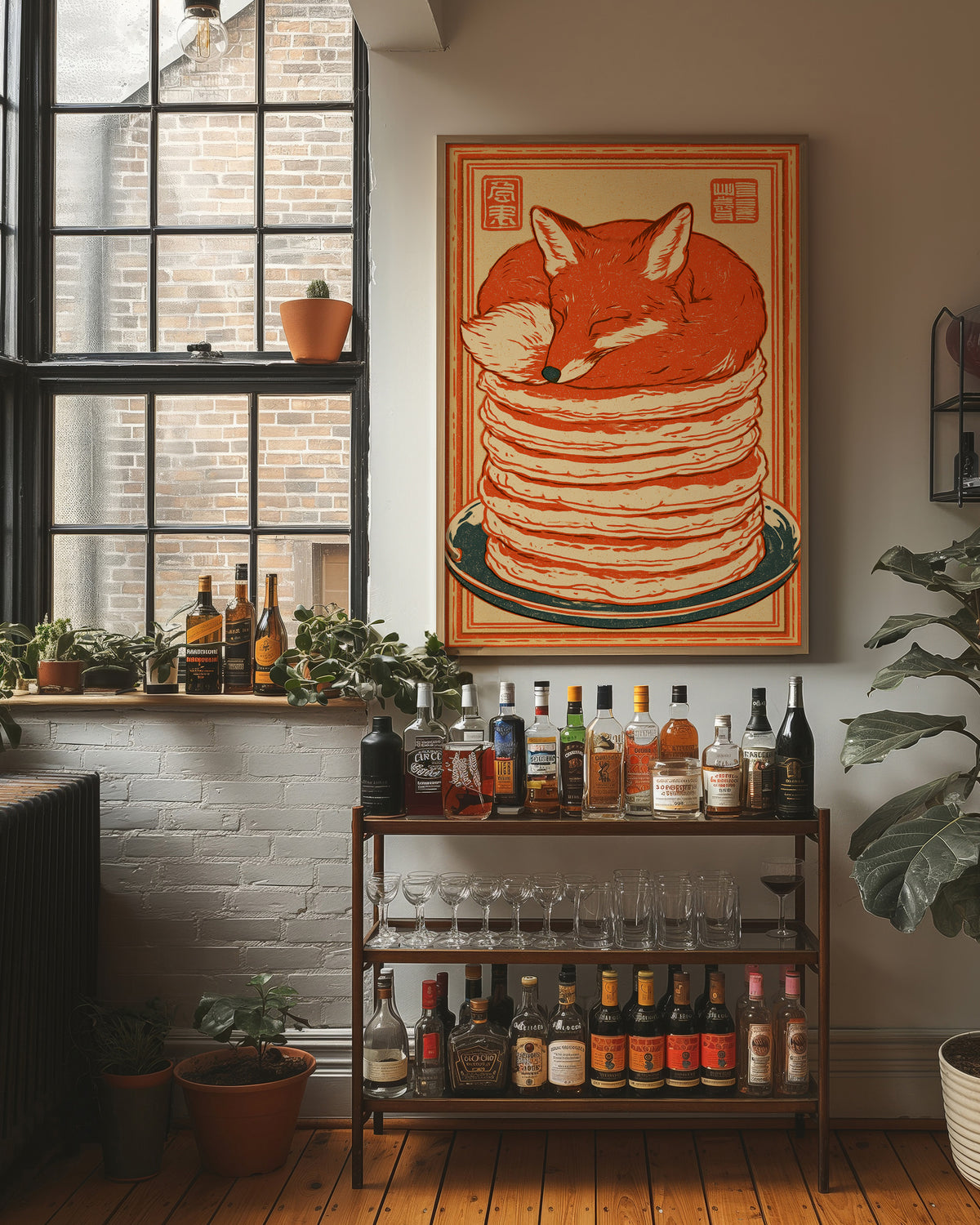 Fox Napping on Pancakes