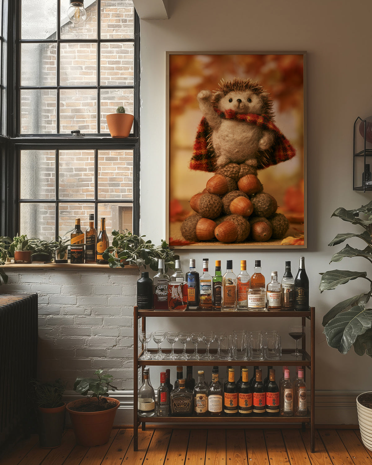 Felted Hedgehog Acorn Champion