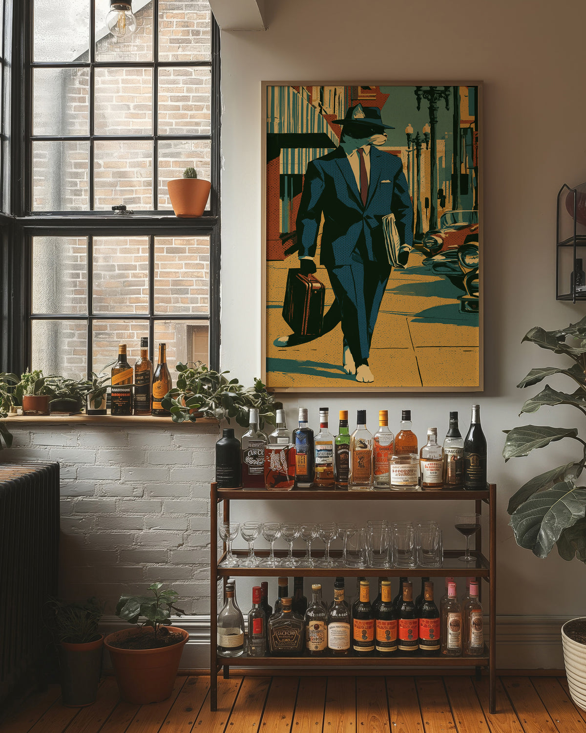 Noir Detective Cat Street Scene