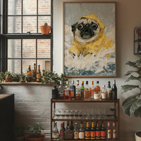 Pug Yellow Raincoat Portrait