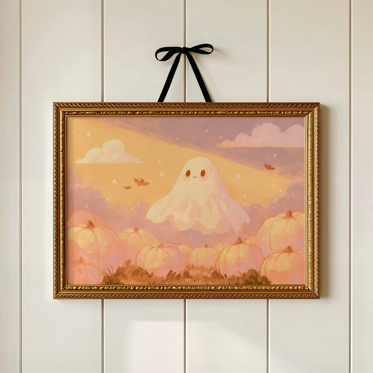 Sweet Ghost Over Pumpkin Field
