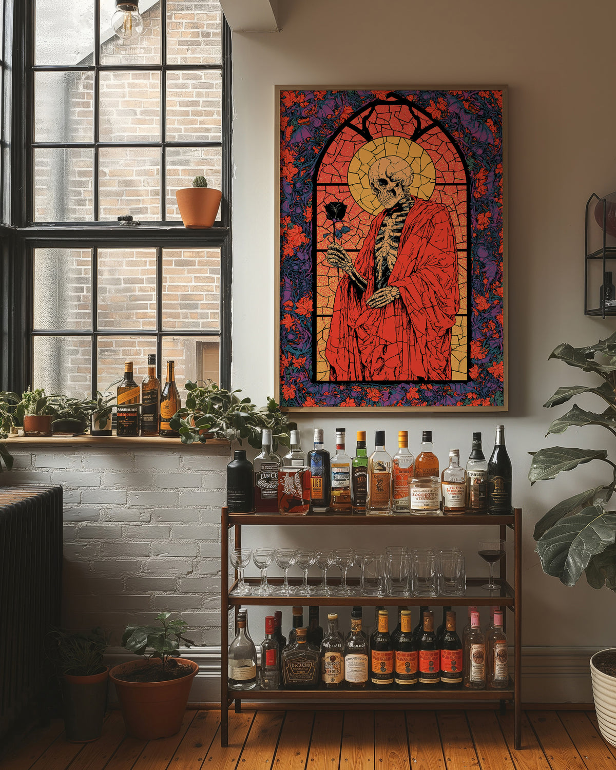 Skeleton Saint Stained Glass
