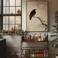 Raven Moonlit Branch Sumi-e