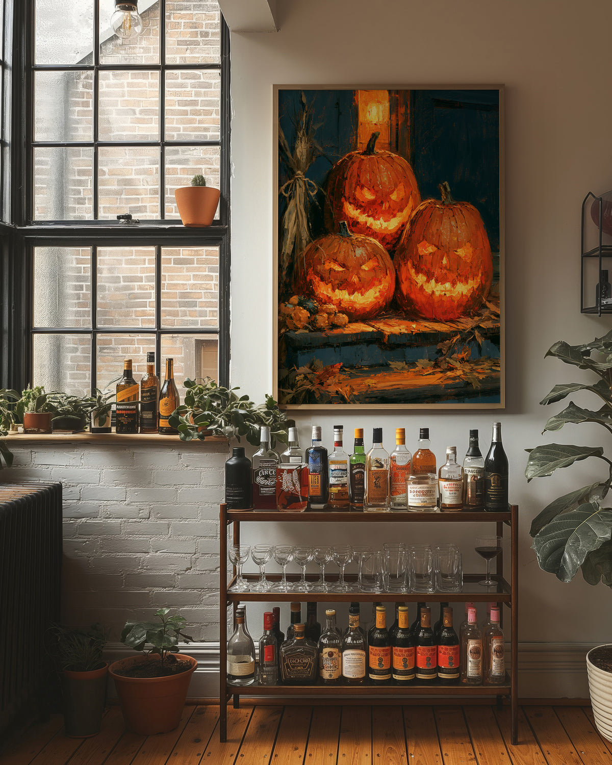Glowing Jack-o'-Lantern Trio
