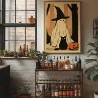 Ghost, Cat, and Jack-o'-Lantern