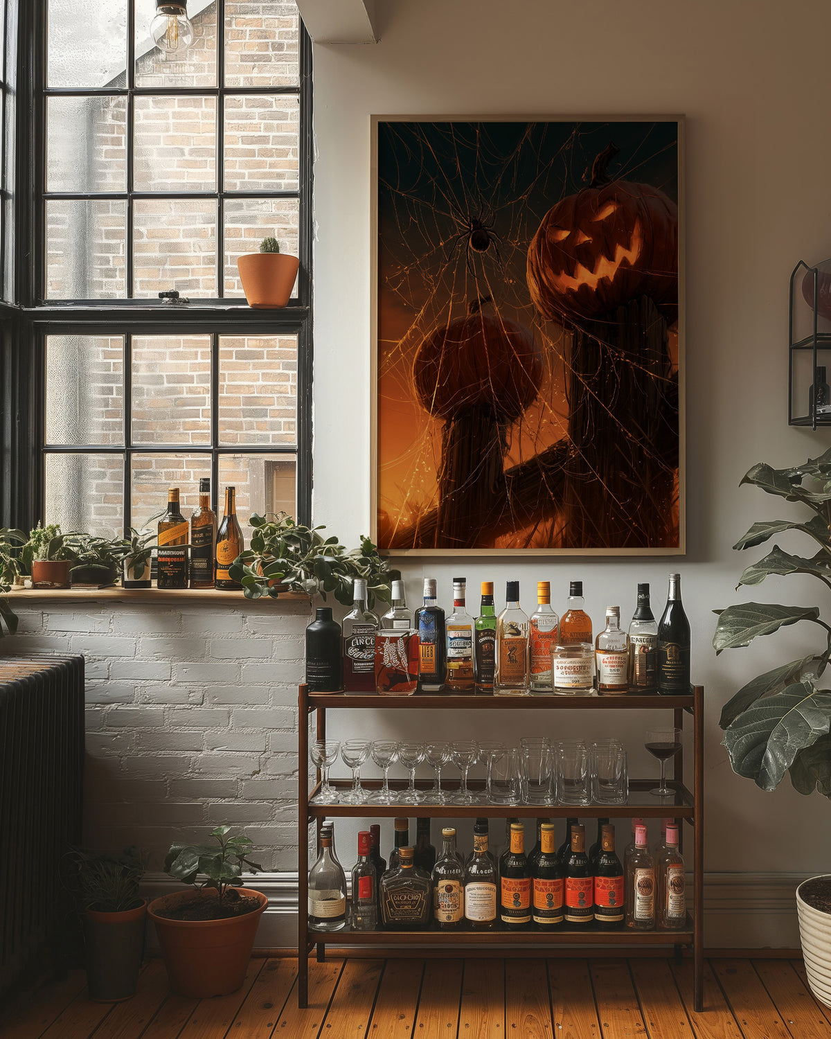 Spider's Watch Over the Jack-o'-Lanterns