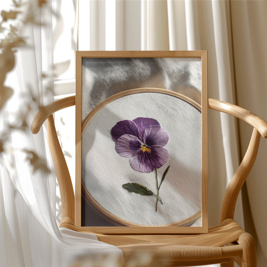 A Pansy Stitched with Care