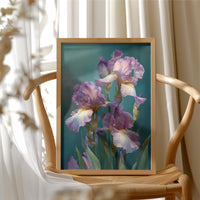 Soft Irises in Teal Light