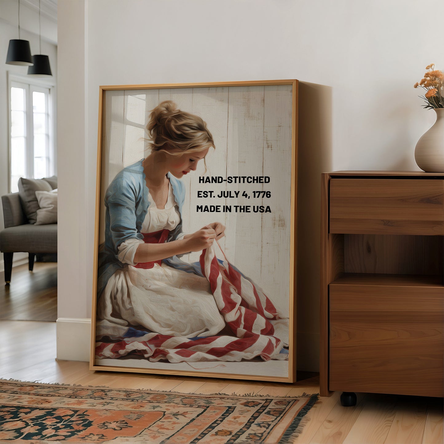 Hand-Stitched, Est. July 4, 1776