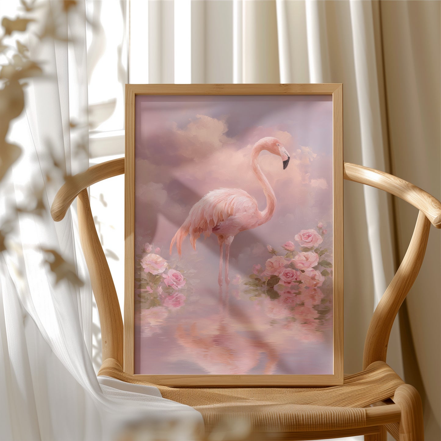 Flamingo Among the Roses