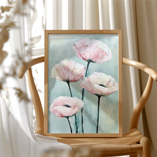 Poppies on a Pale Sage Sky