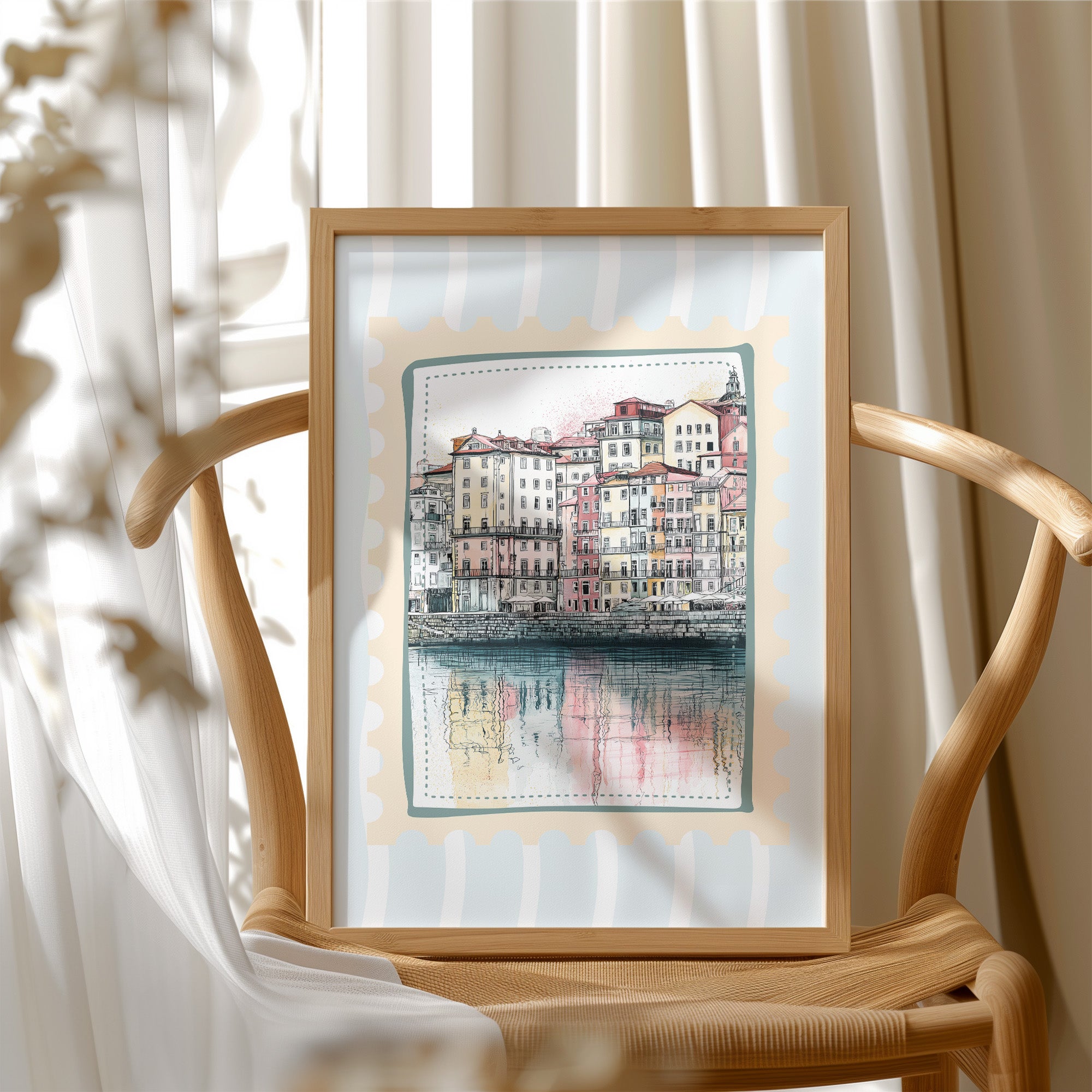 Porto's Ribeira, Sketched in Stamp