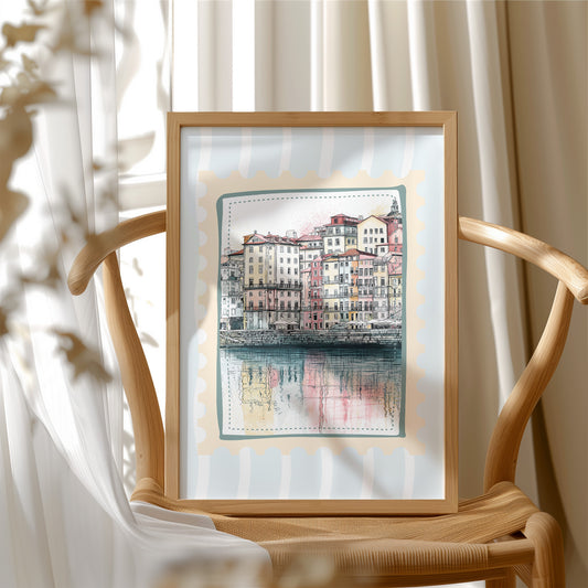 Porto's Ribeira, Sketched in Stamp