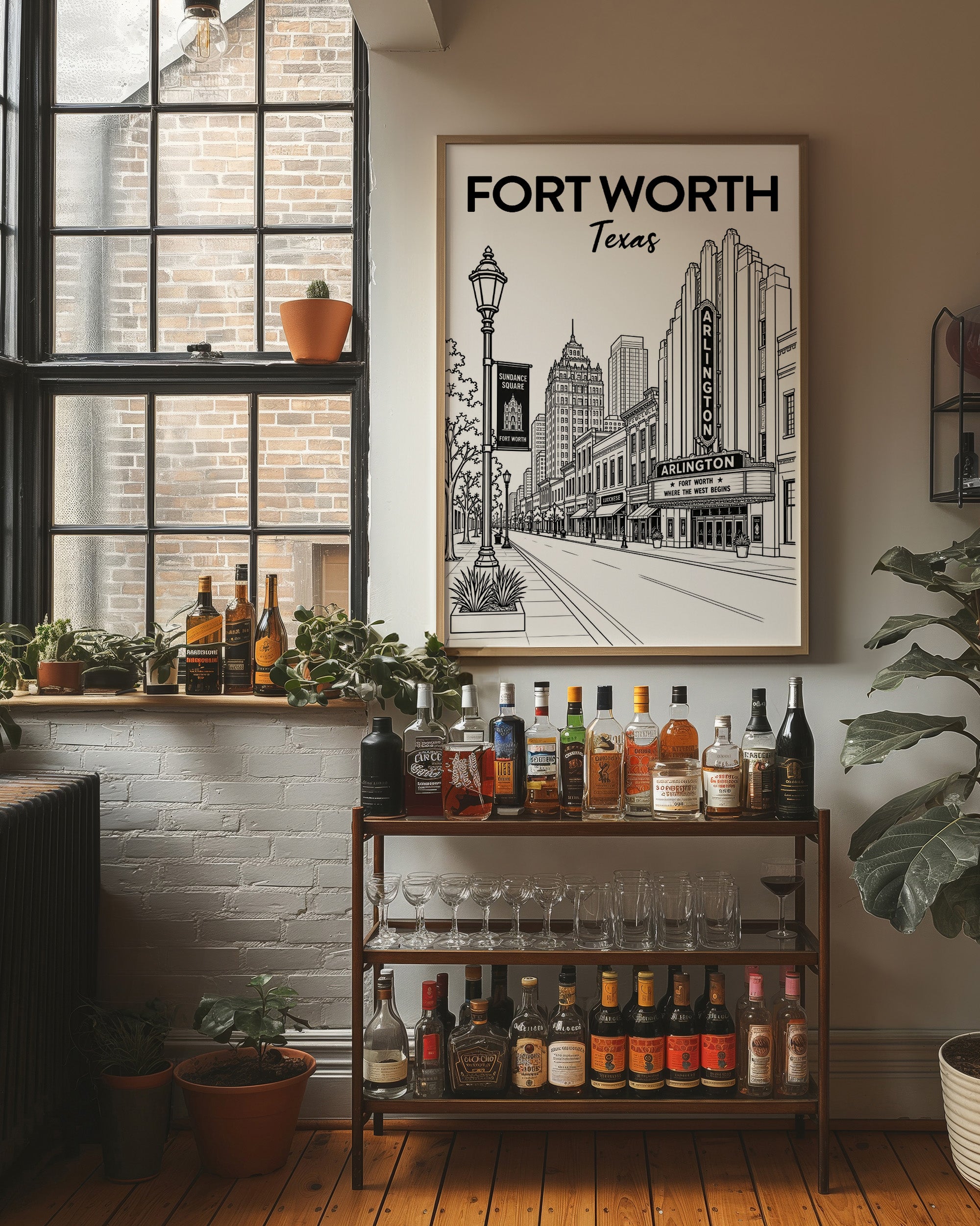 Fort Worth, Marquee Line Art