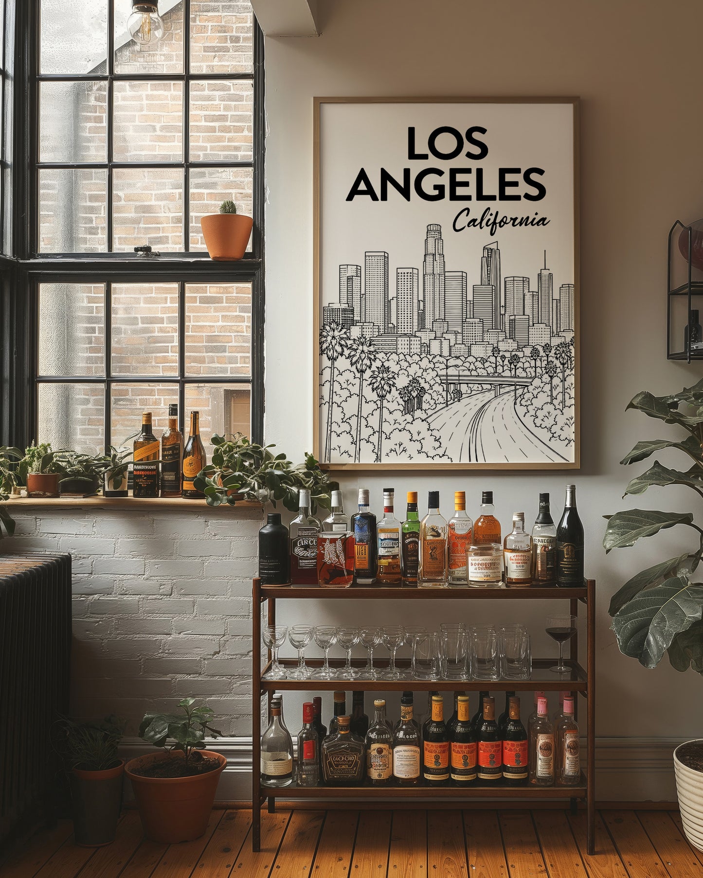 LA, Freeway Skyline Line Art