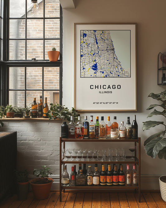 Chicago, Mapped in Navy & Gold