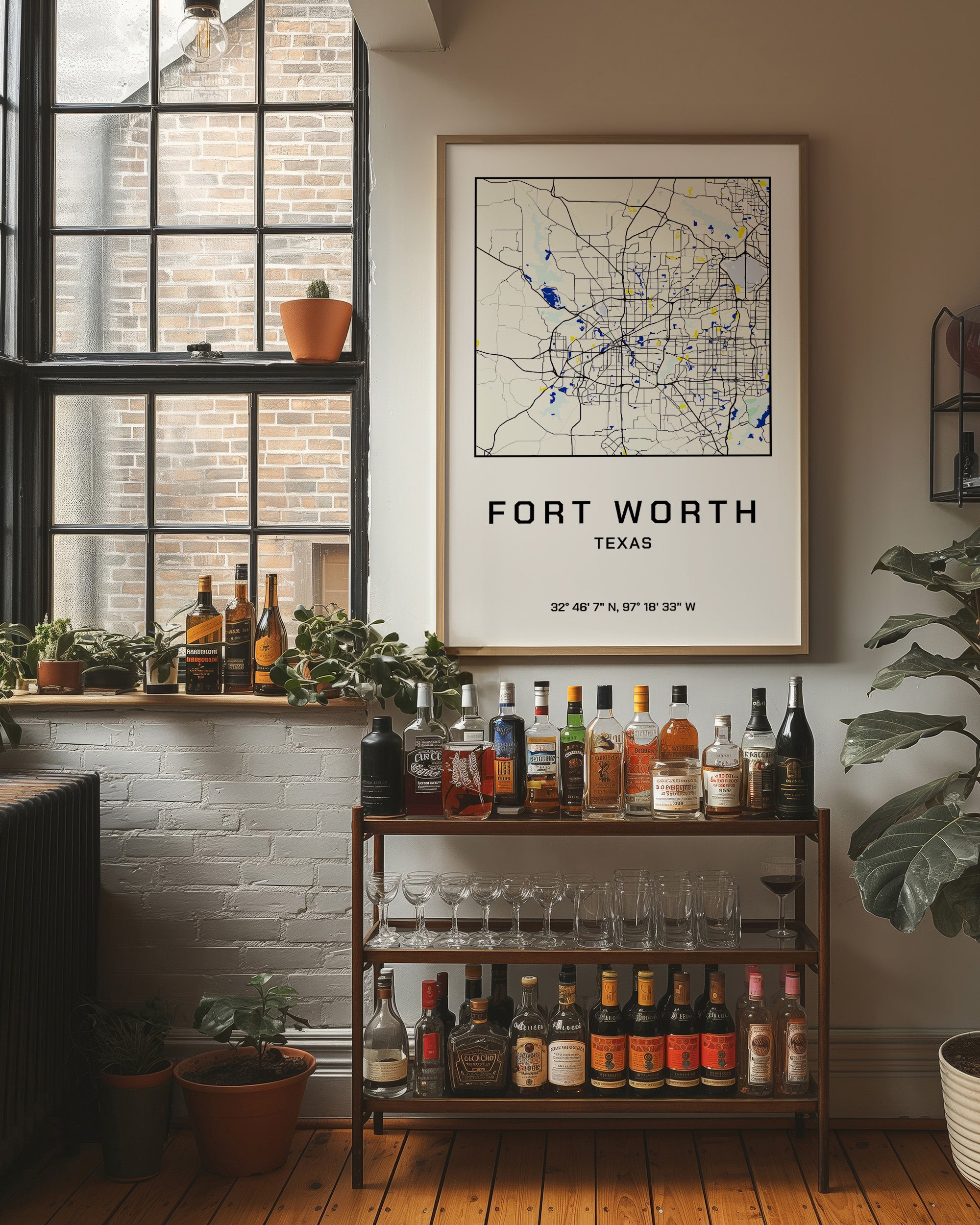 Fort Worth, Mapped in Navy & Gold
