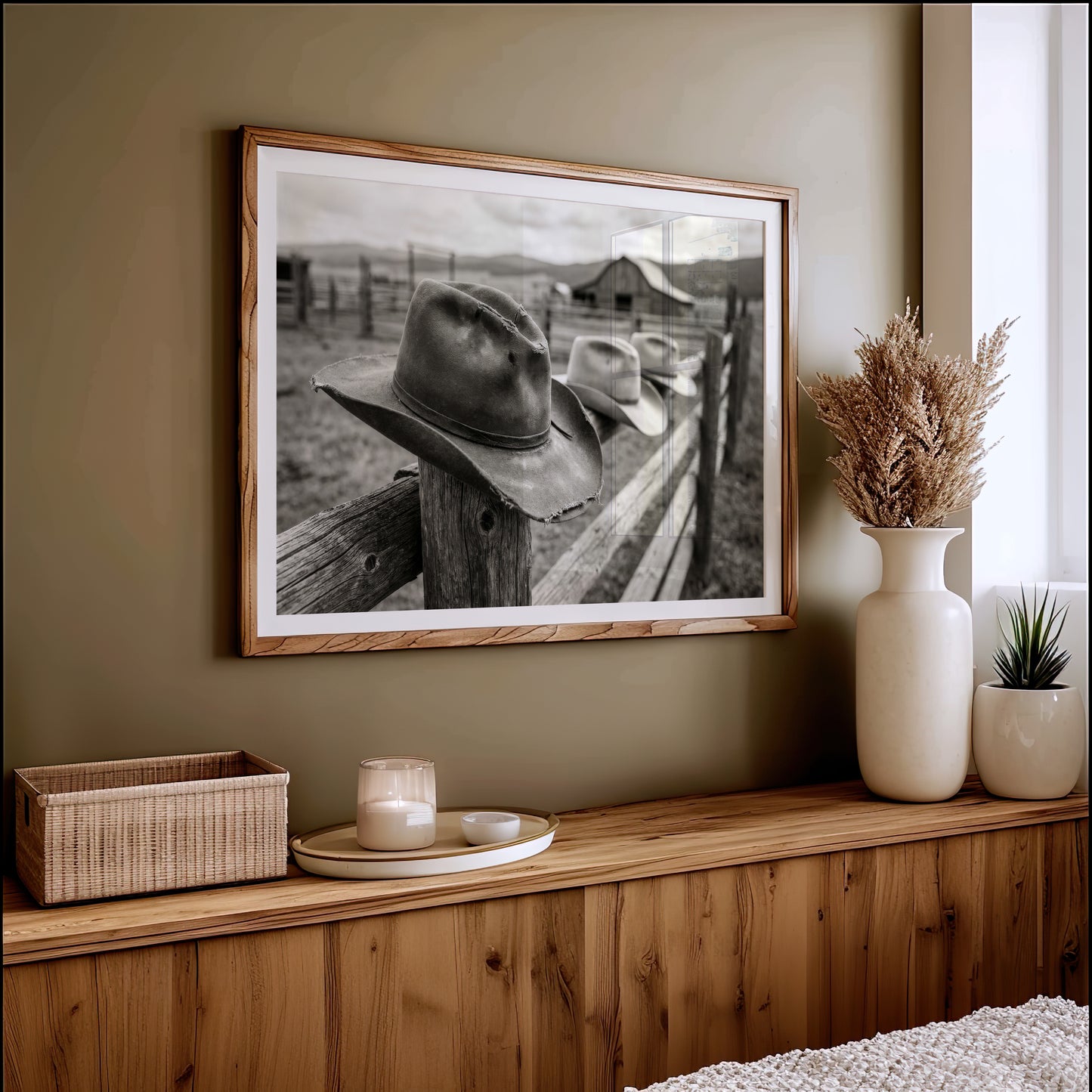 Row of Hats on the Ranch Fence