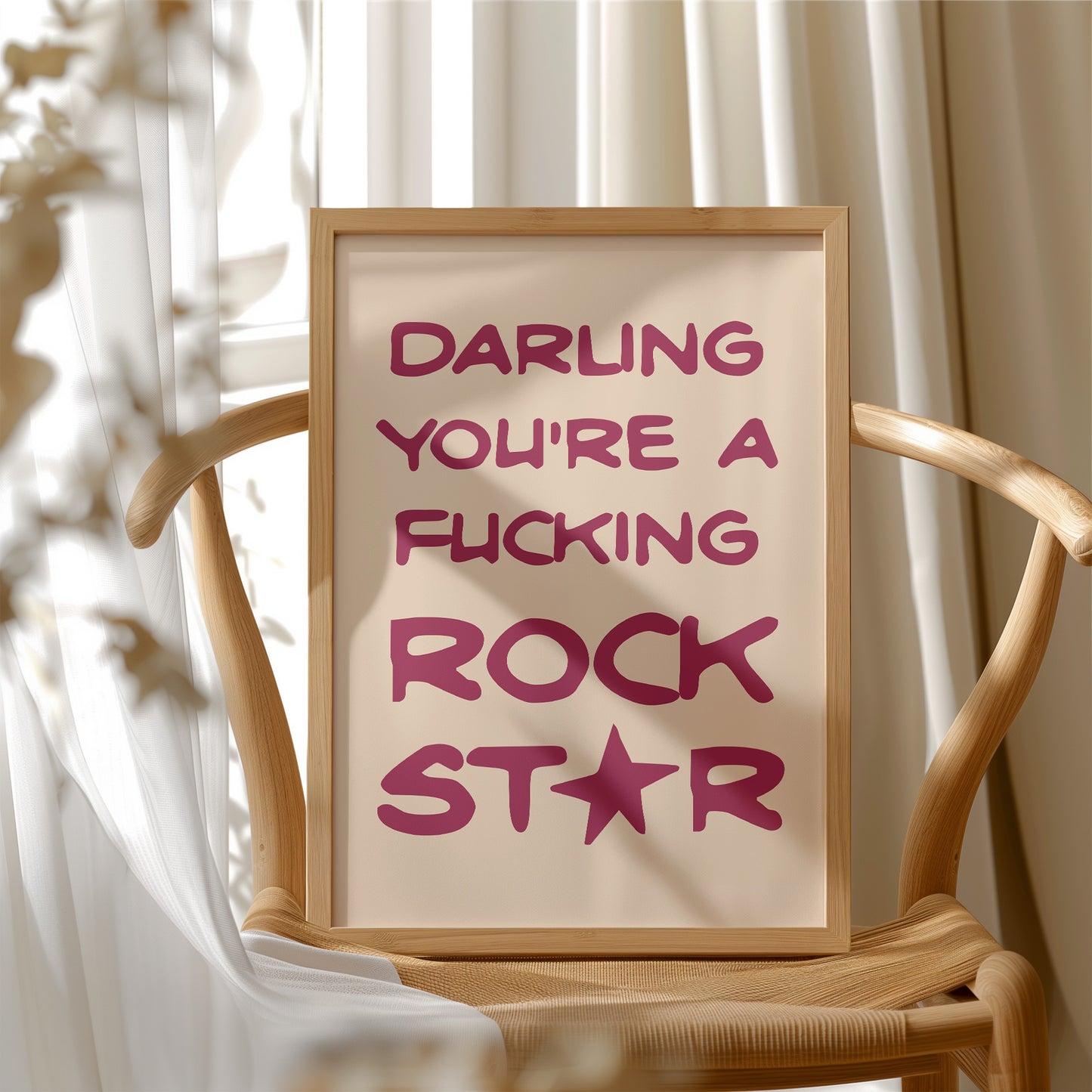 Darling You're A Rock Star — Maroon Statement Print