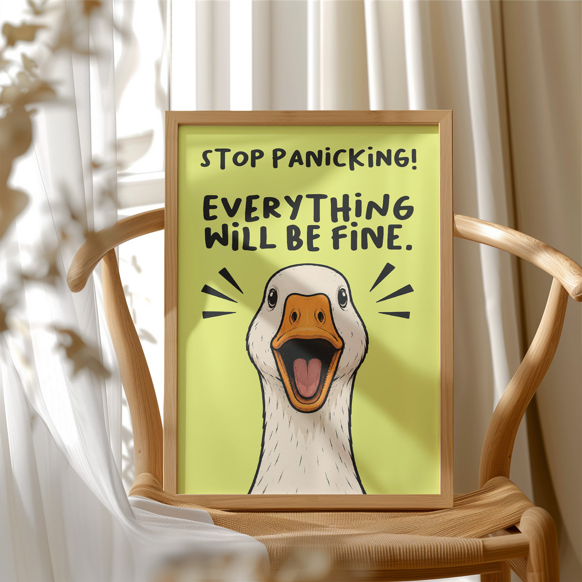 Stop Panicking! Goose Close-Up Comic Print