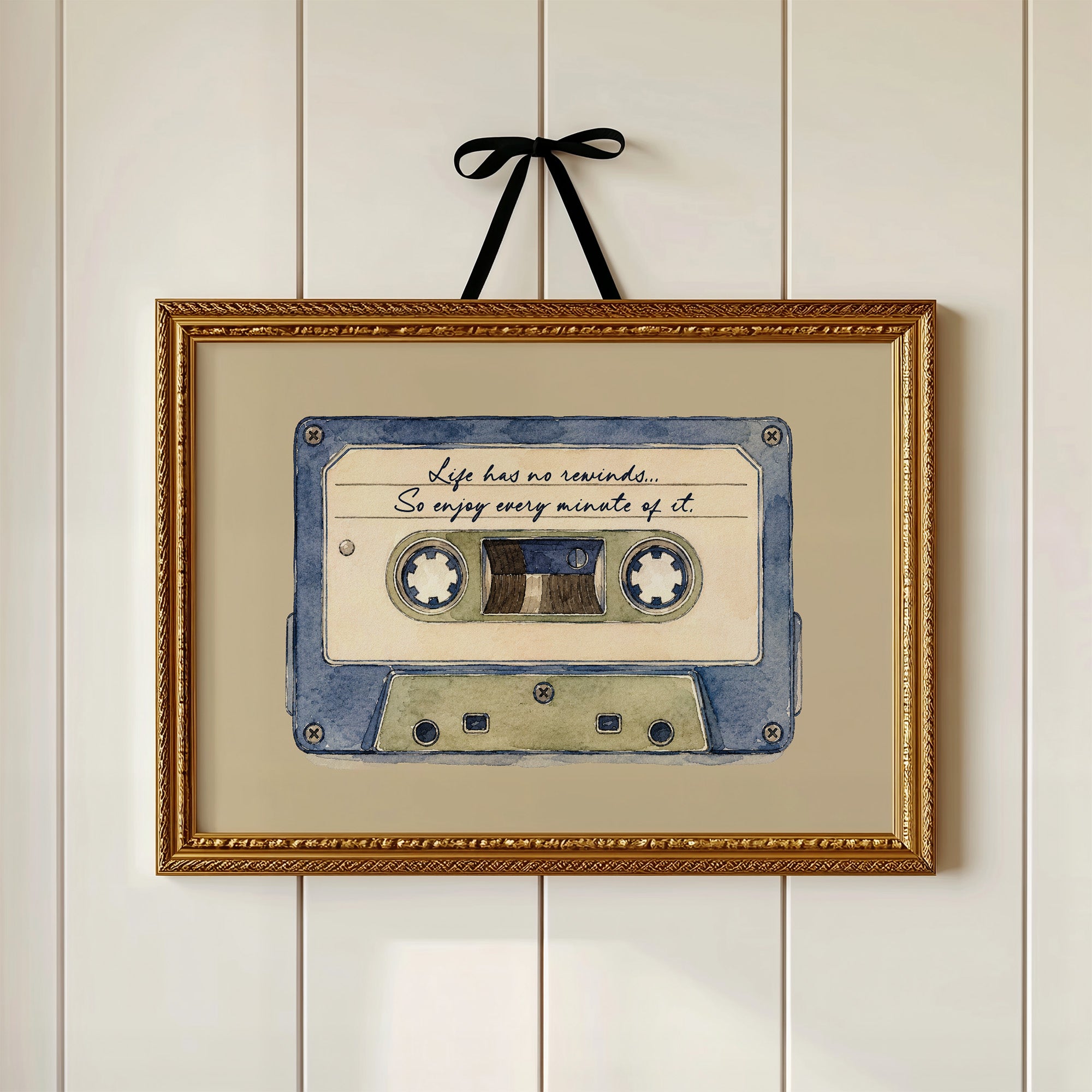 Watercolor Cassette Life Quote