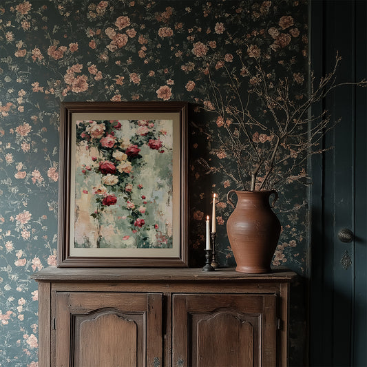 Climbing Roses on Plaster — Impasto Floral Painting