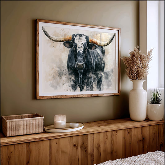 Longhorn Watercolor Portrait