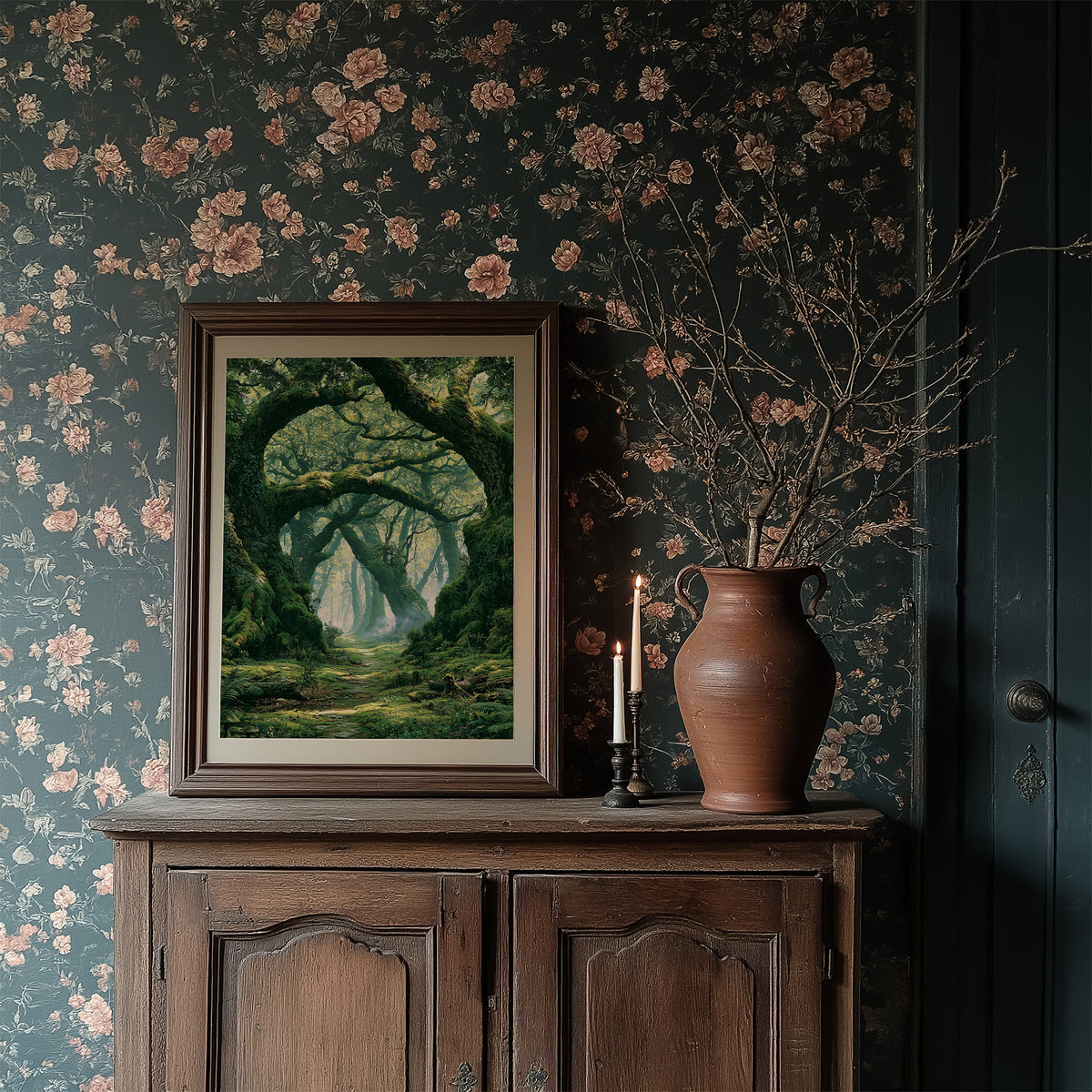 The Mossy Archway — Ancient Forest Path Painting
