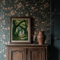 The Mossy Archway — Lavender Mist Forest Path Painting