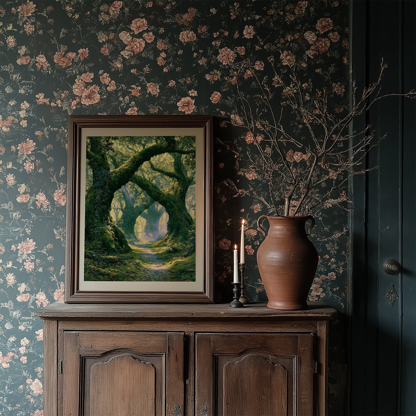 The Mossy Archway — Lavender Mist Forest Path Painting