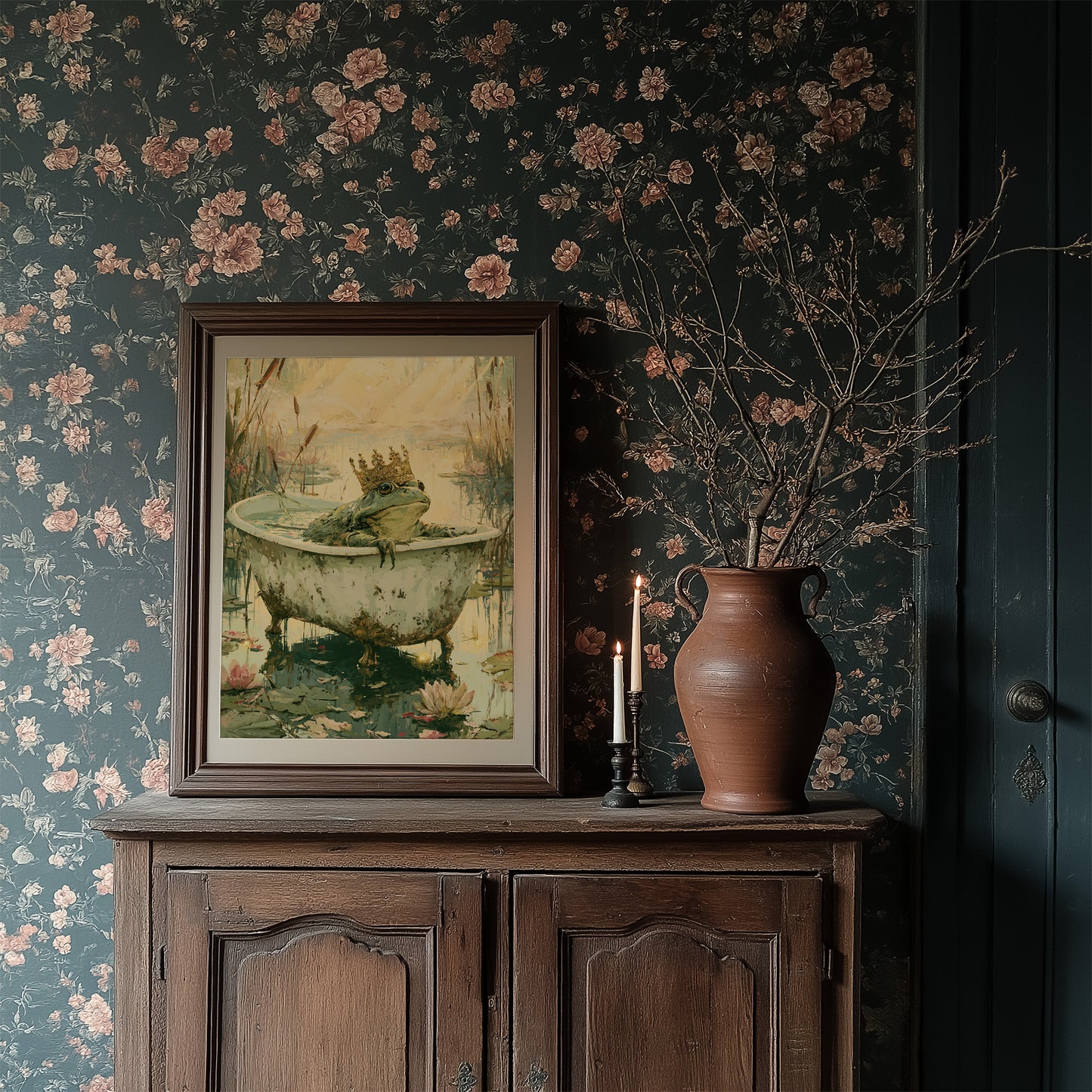 The Frog Prince's Bath — Golden Hour Pond Painting