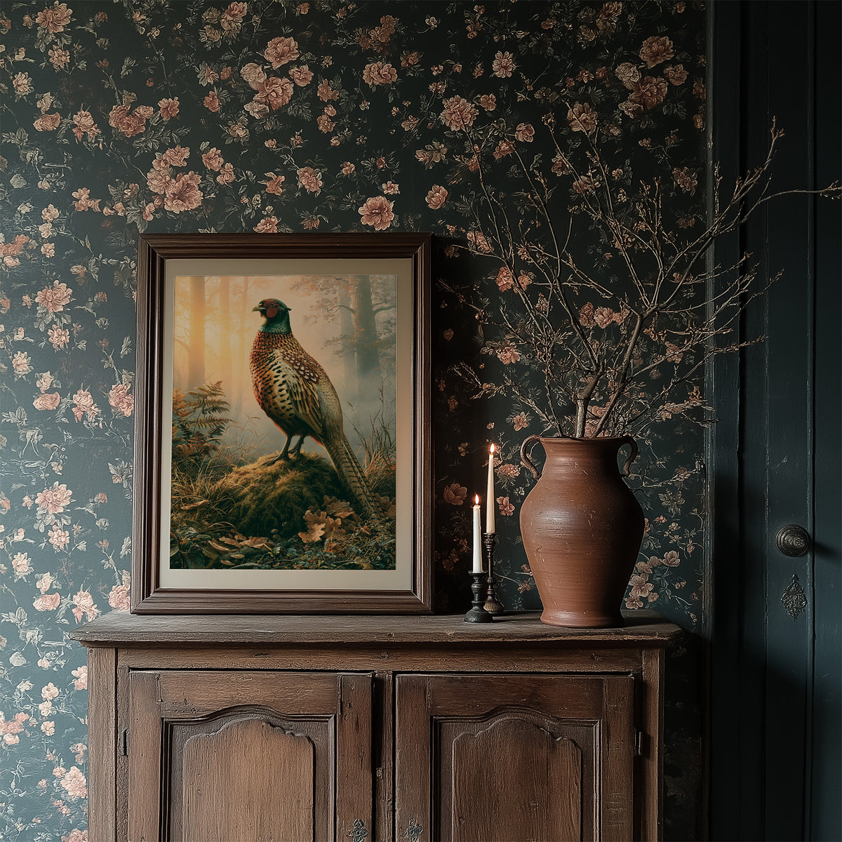 Pheasant at Dawn — Autumn Forest Wildlife Painting