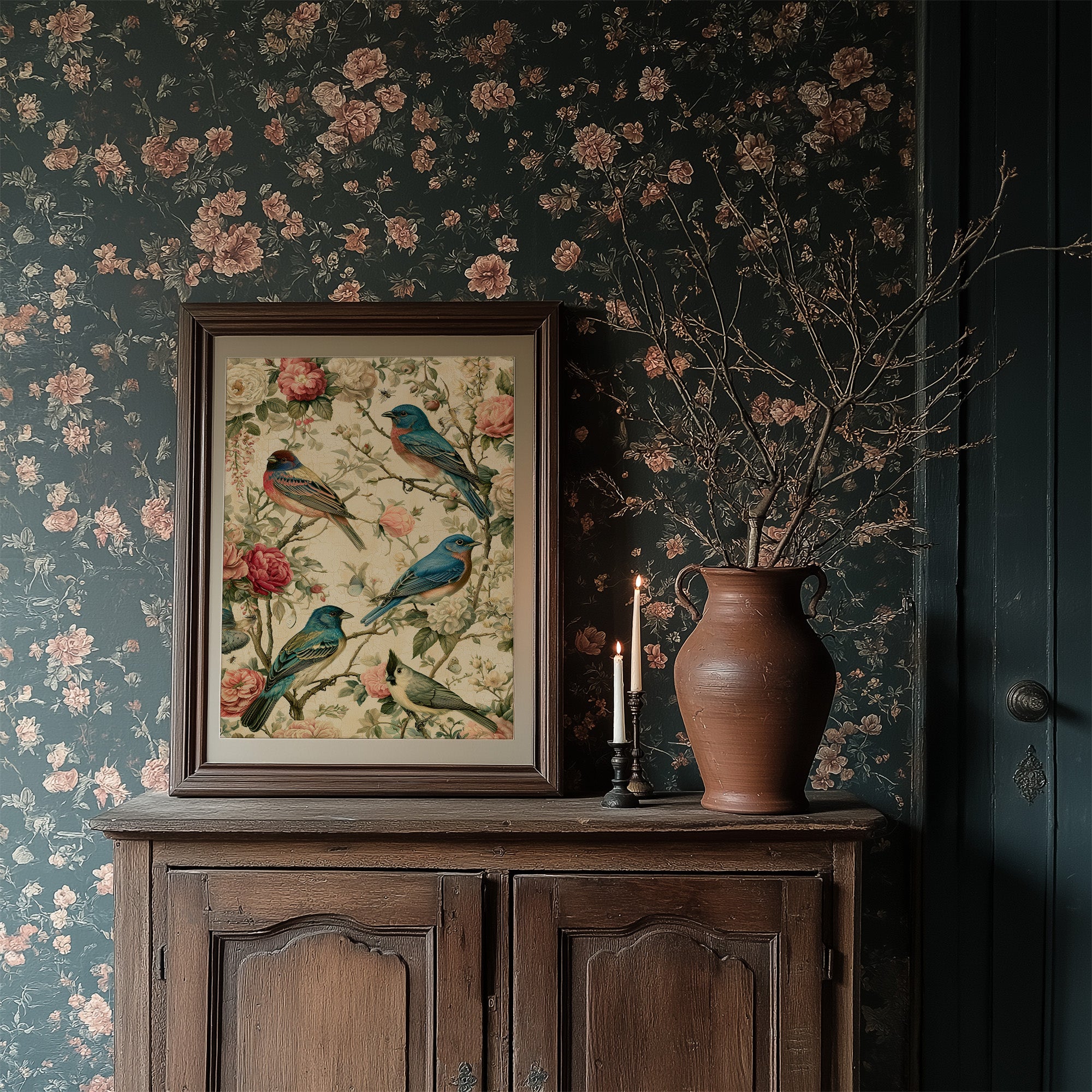 Songbirds and Roses — Garden Chinoiserie Bird Print