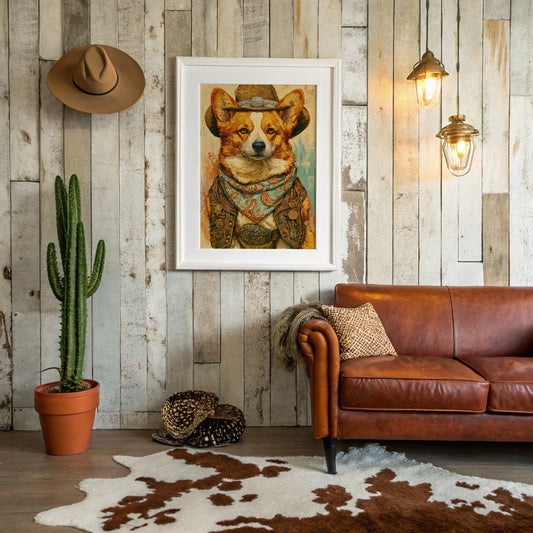 Cowboy Corgi — Impasto Western Dog Portrait