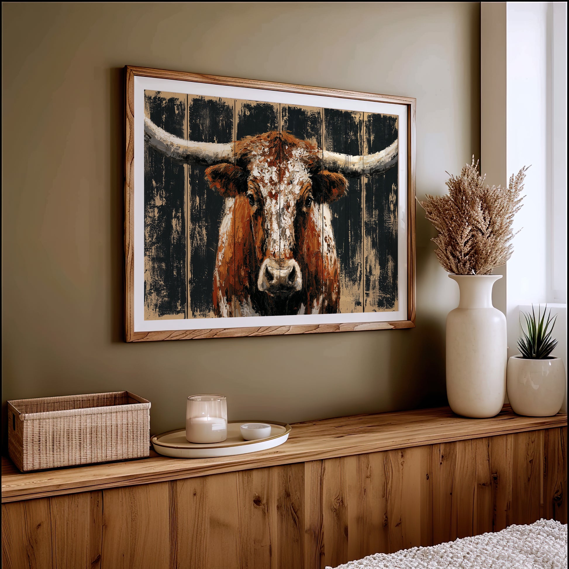 Longhorn Against Midnight Wood