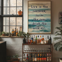 Live in the Sunshine — Coastal Abstract Quote Print