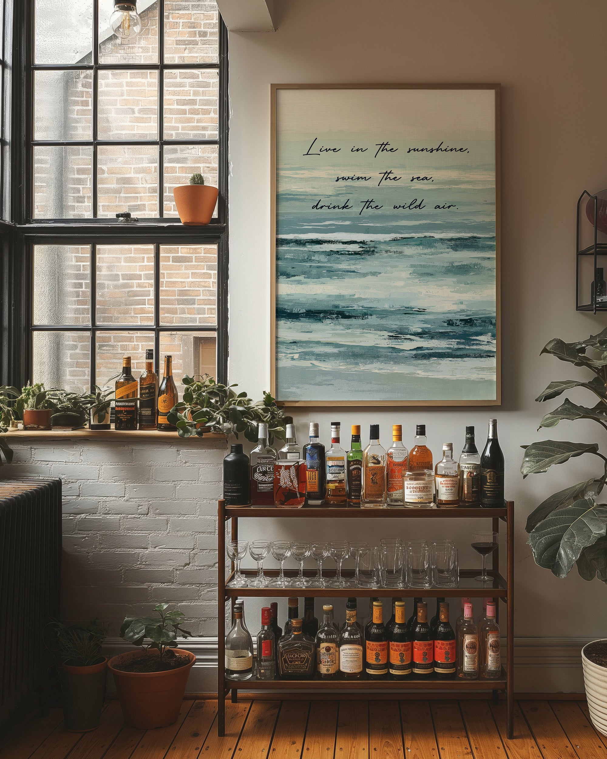 Live in the Sunshine — Seafoam Abstract Quote Print