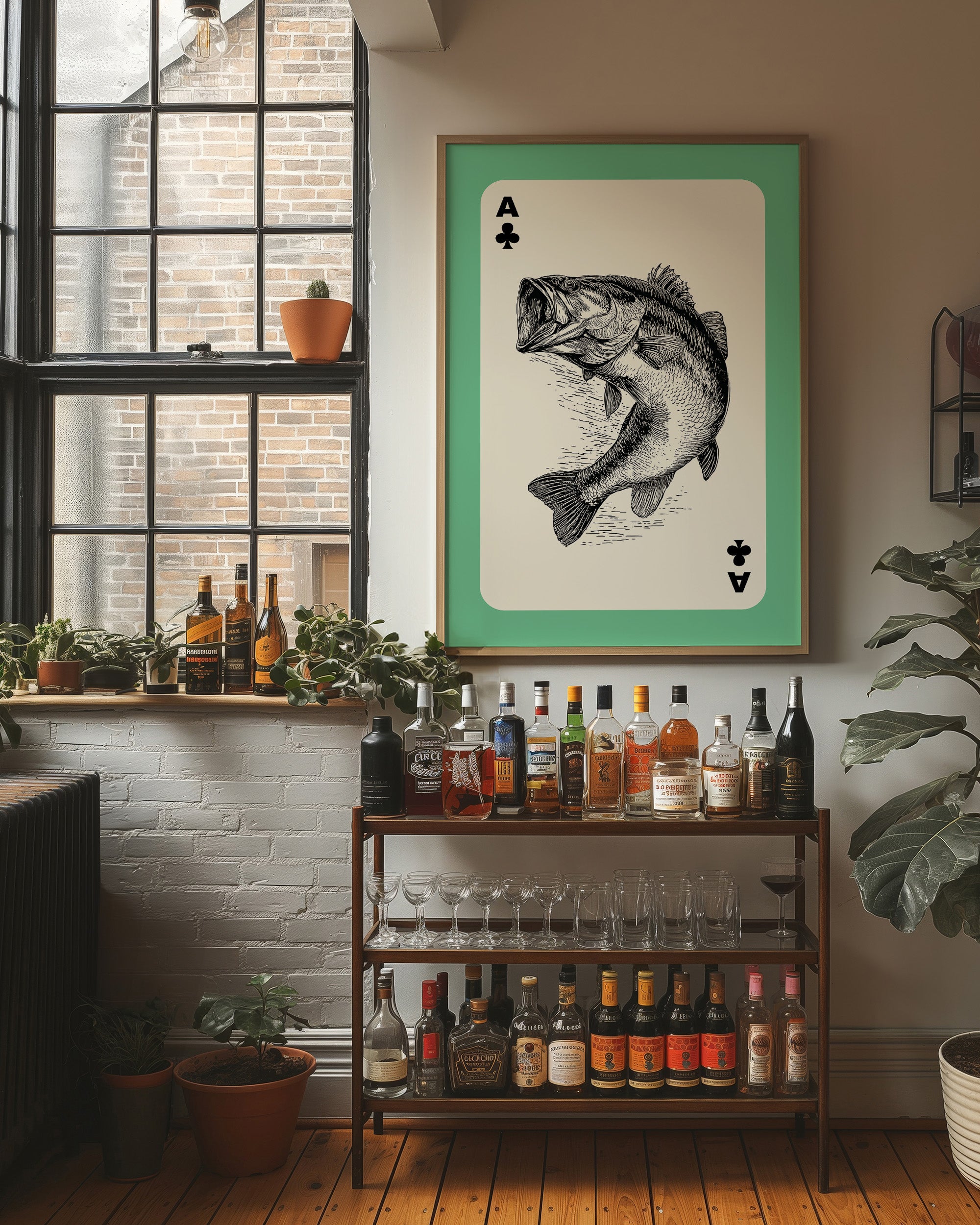 Ace of Bass — Clubs Playing Card Wildlife Print