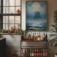 The Kraken Rises — Moonlit Deep Sea Painting