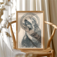 Madonna in Wildflowers — Devotional Engraving Print
