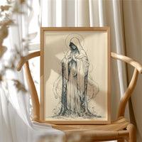 Madonna in Vines — Fluid Ink Devotional Drawing