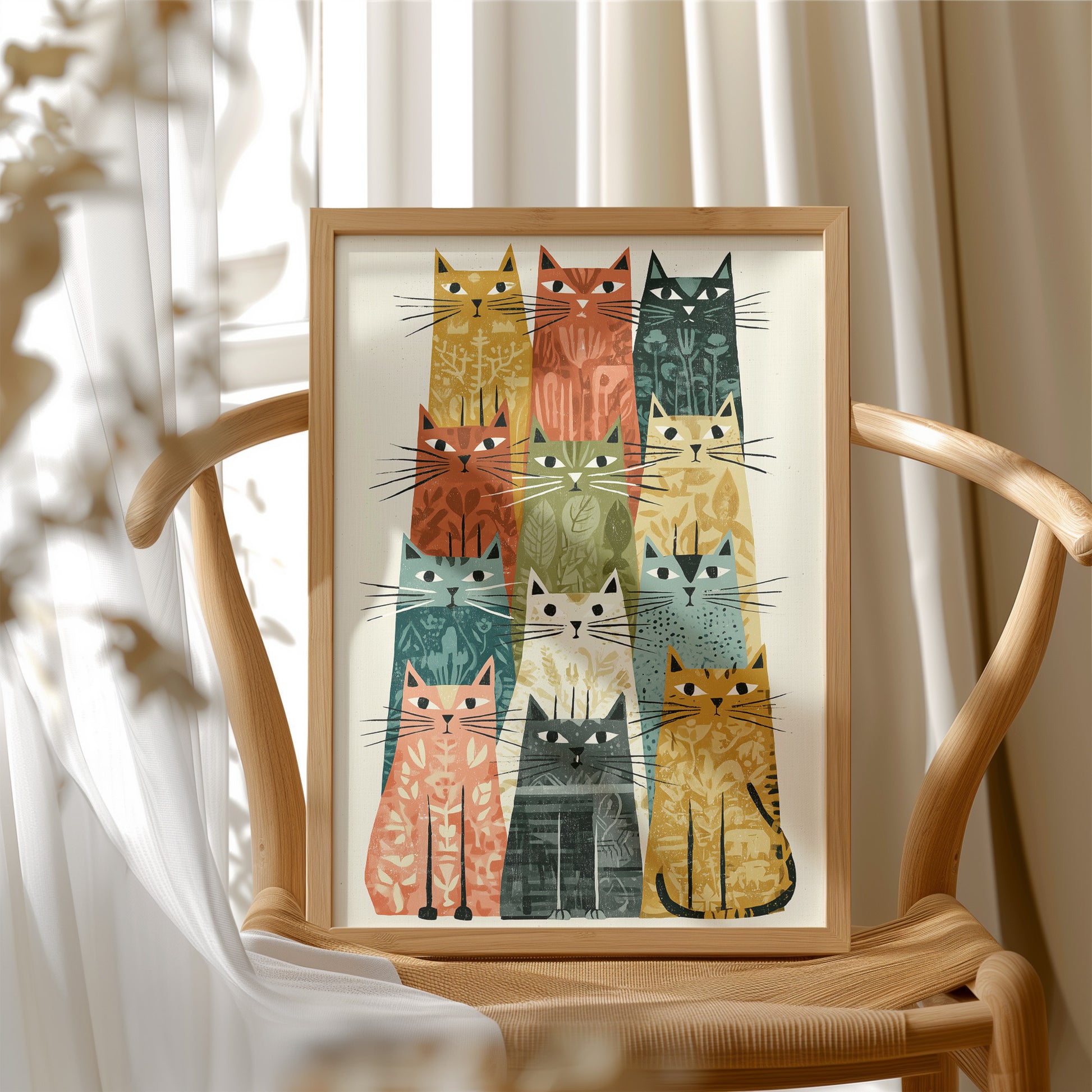 Cat Stack: A Mid-Century Feline Chorus