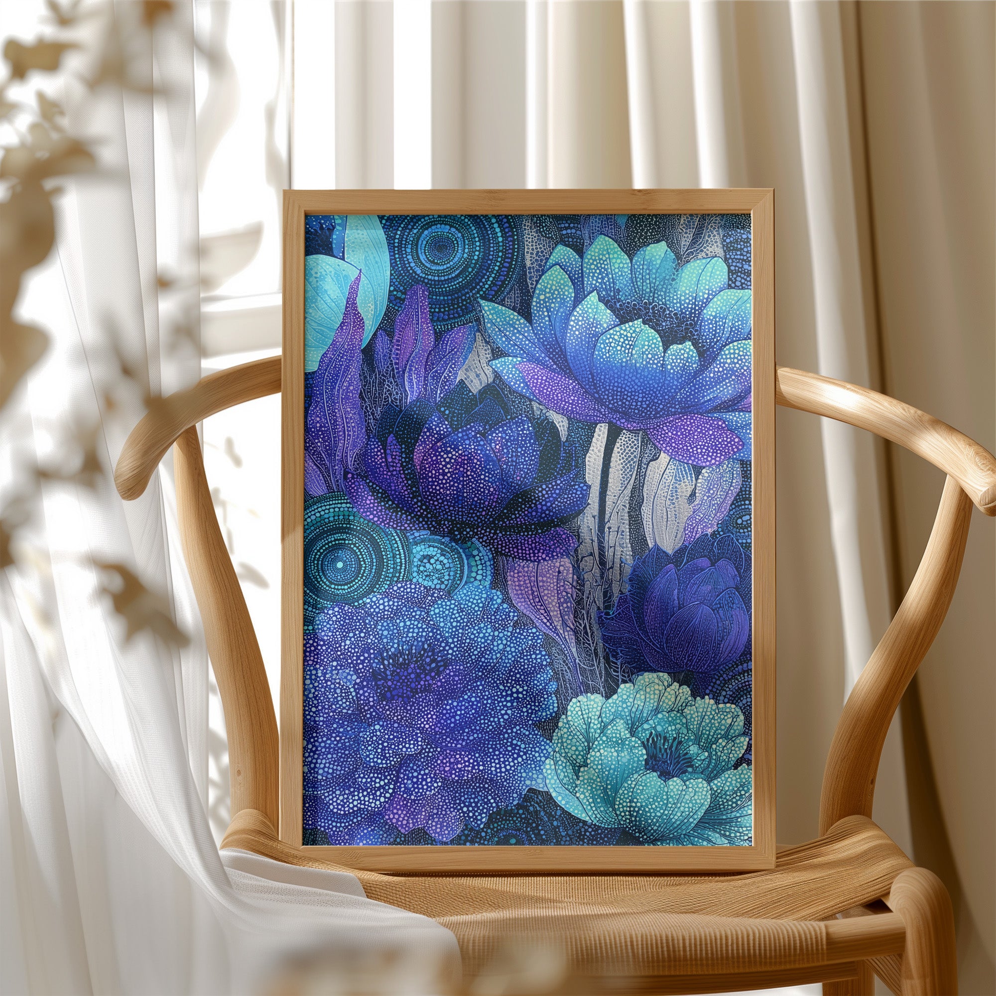 Dotted Lotus Bloom in Midnight Blue