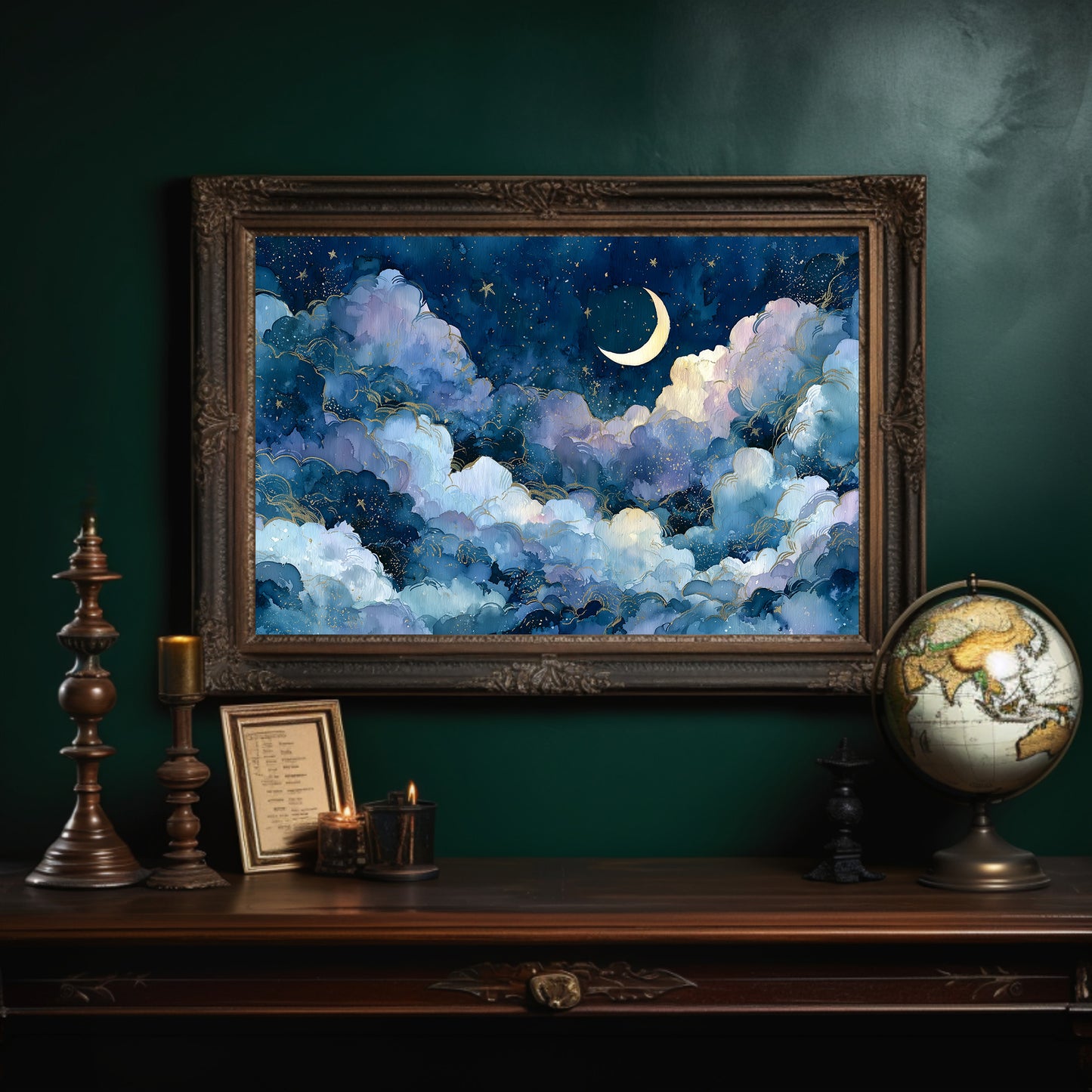 Gold-Lined Clouds and Crescent Light