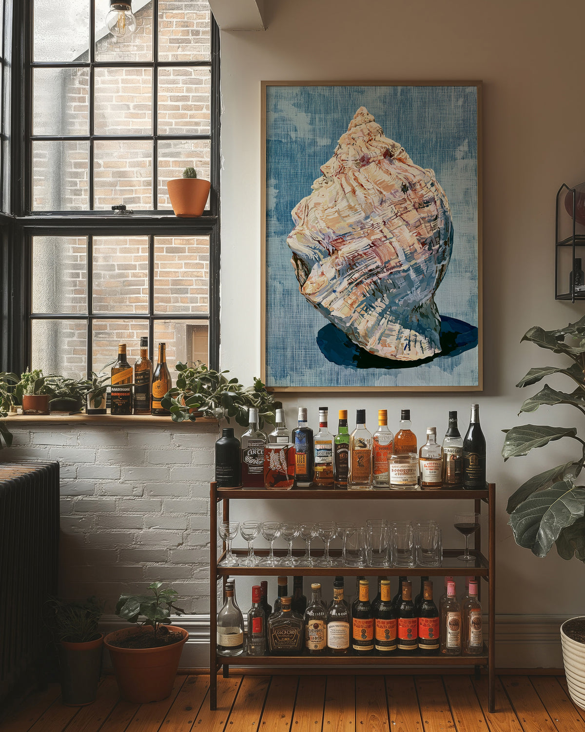 Weathered Conch, Woven Blue