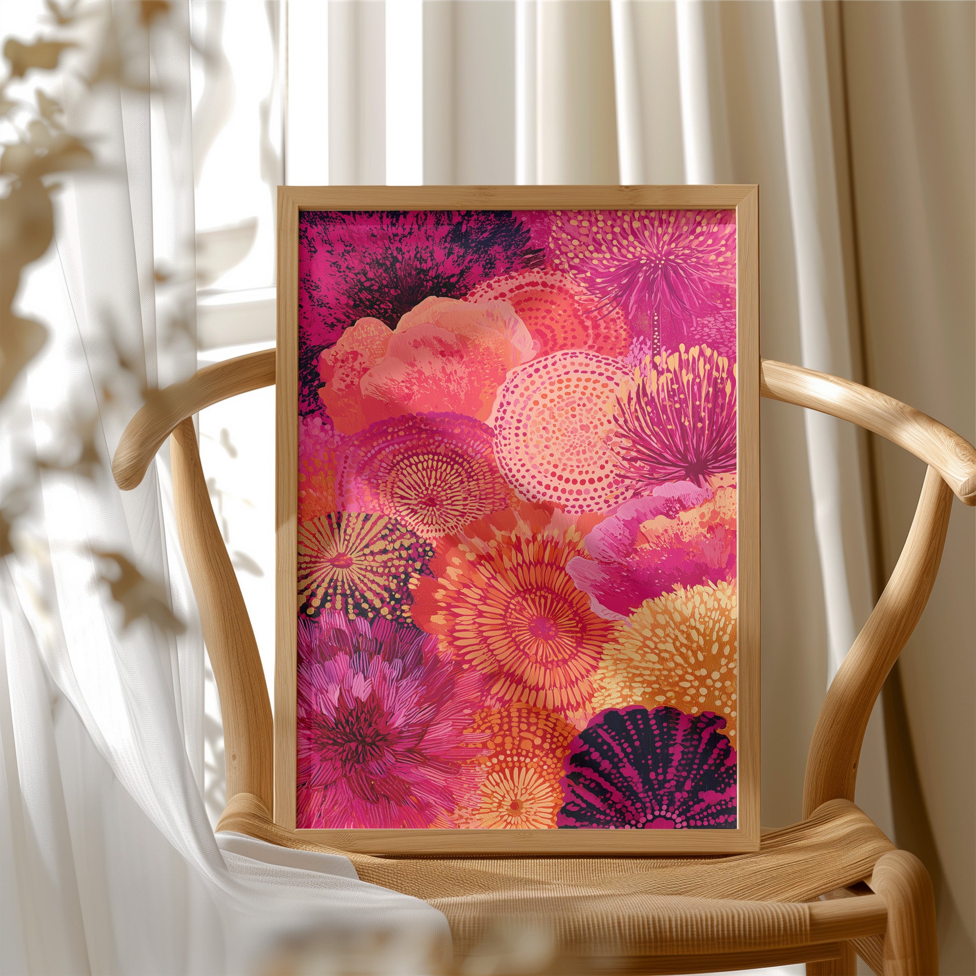 Dahlia Burst in Fuchsia and Fire
