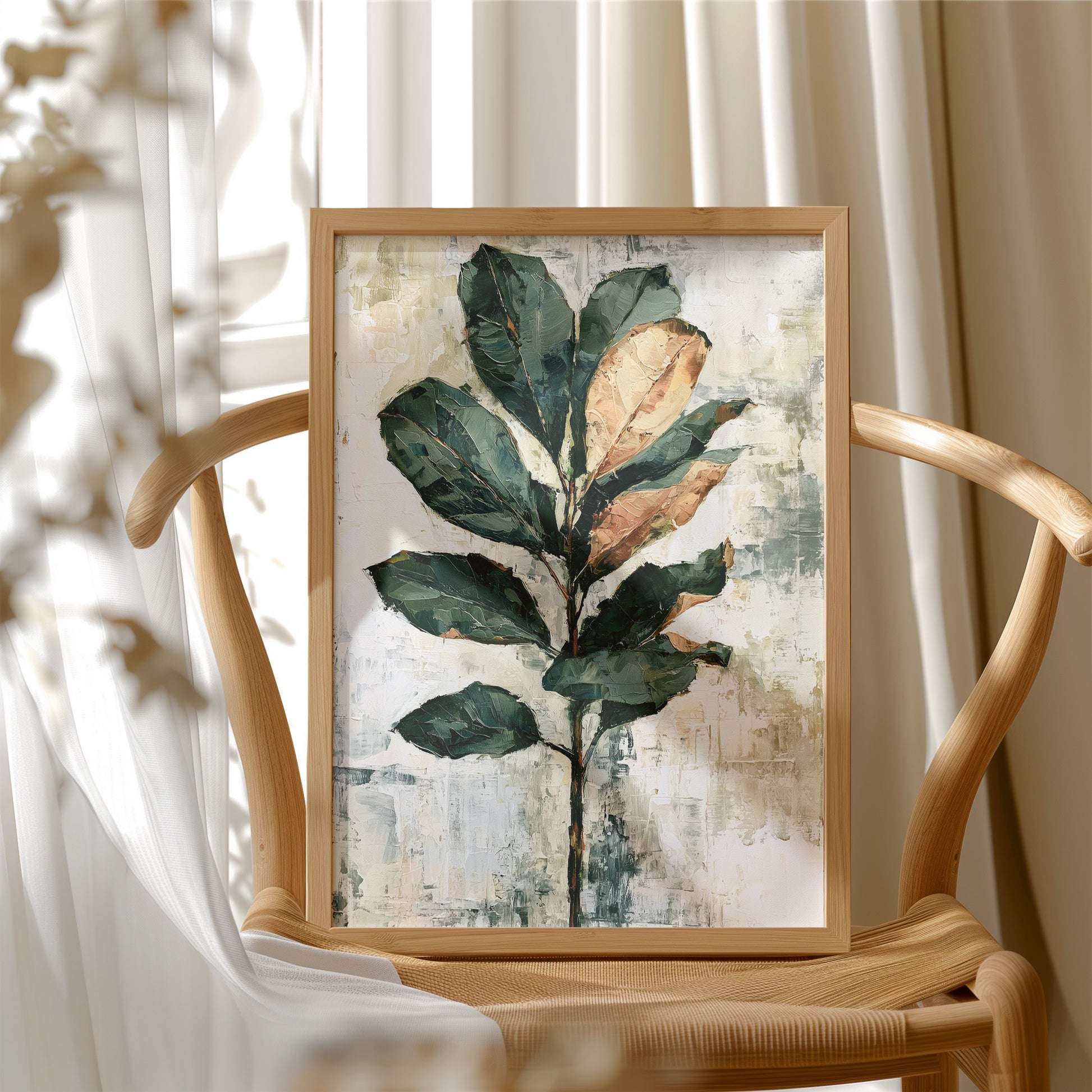 Magnolia Stem in Green and Rust
