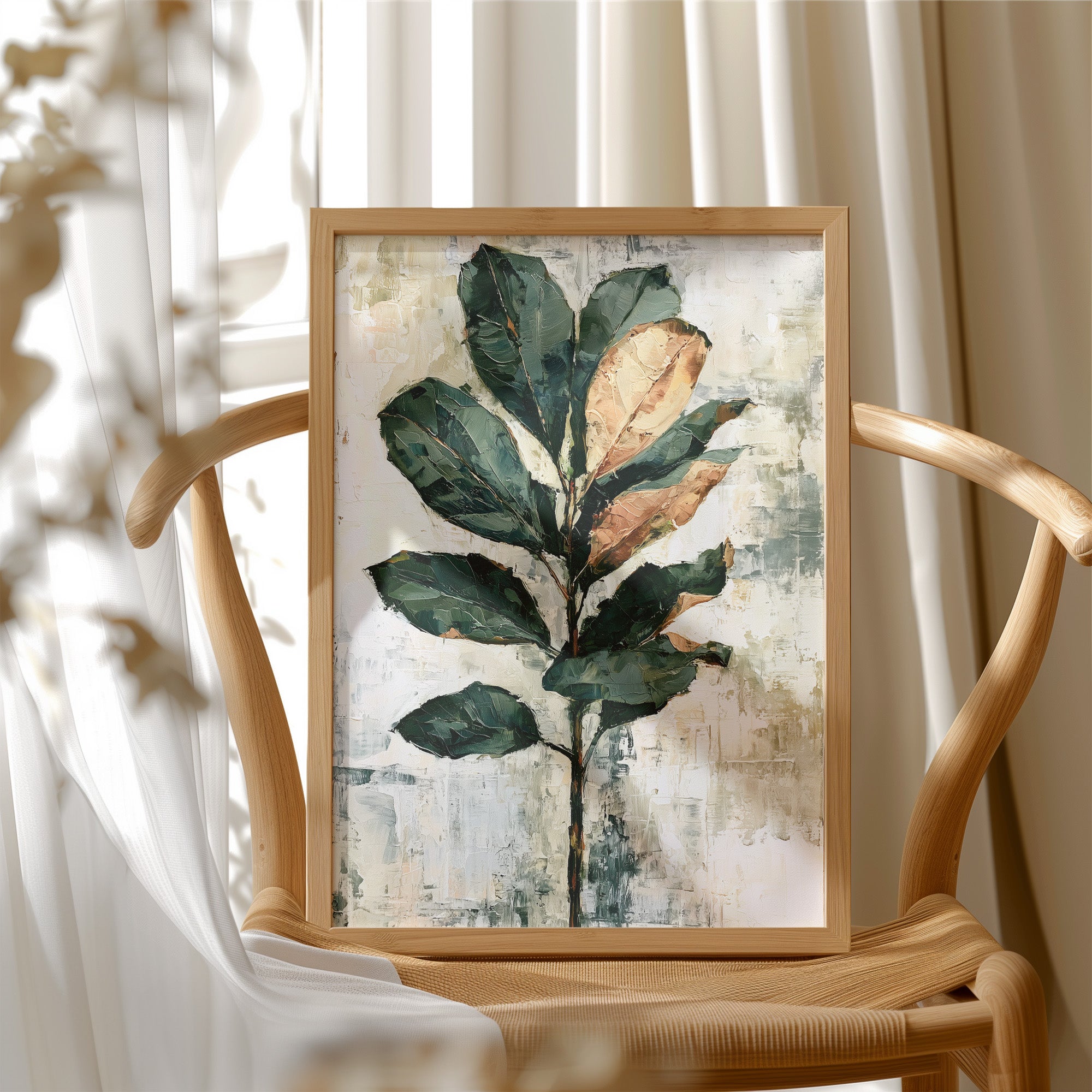 Magnolia Stem in Green and Rust