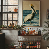 Pelican in Woven Waves