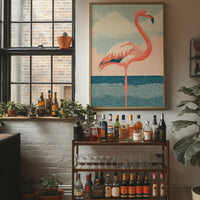 Flamingo Against Cotton Candy Clouds
